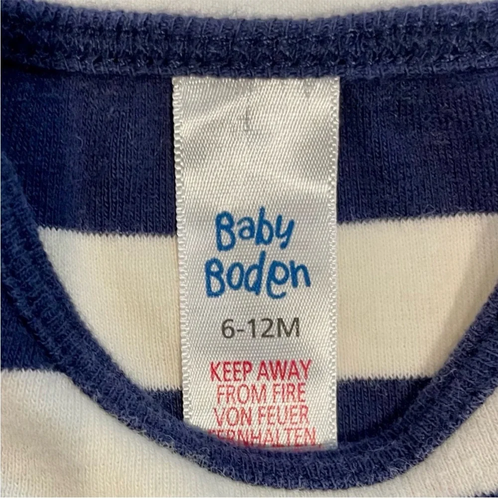 Baby Boden Striped Bodysuits Boys 6-12M 2 Piece Set Long Sleeves Mini Plum Navy - Picture 6 of 7